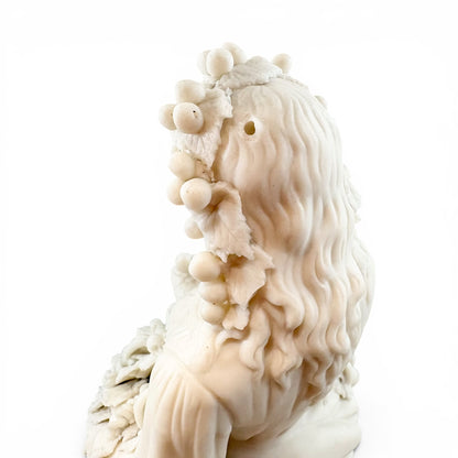Large Victorian Parian ware Bacchante figure with basket of grapes, c.1860
