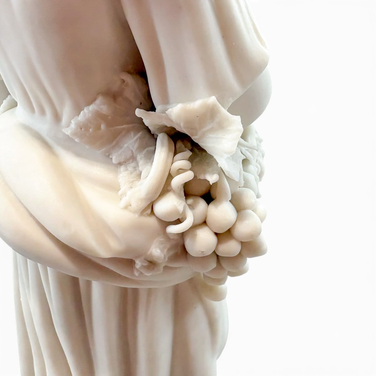 Large Victorian Parian ware Bacchante figure with basket of grapes, c.1860
