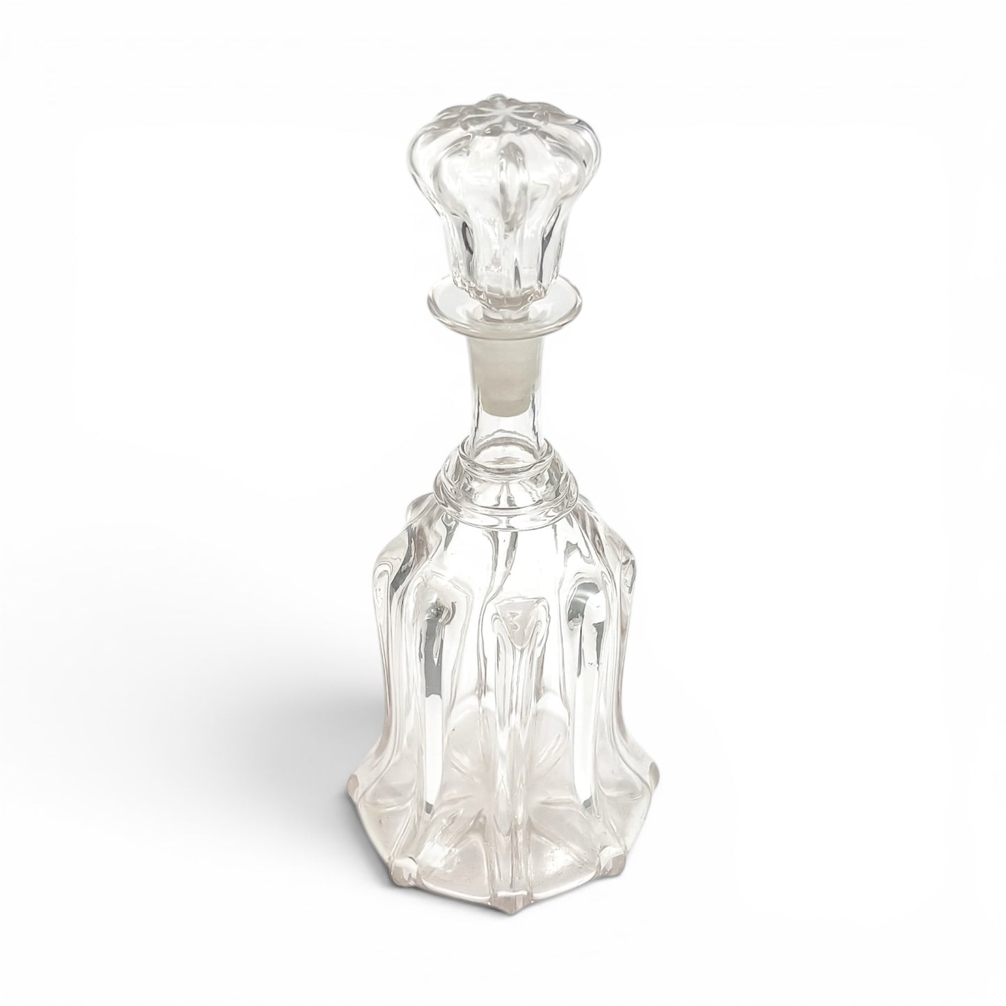 Pair of Victorian pillar-moulded bell decanters with stoppers