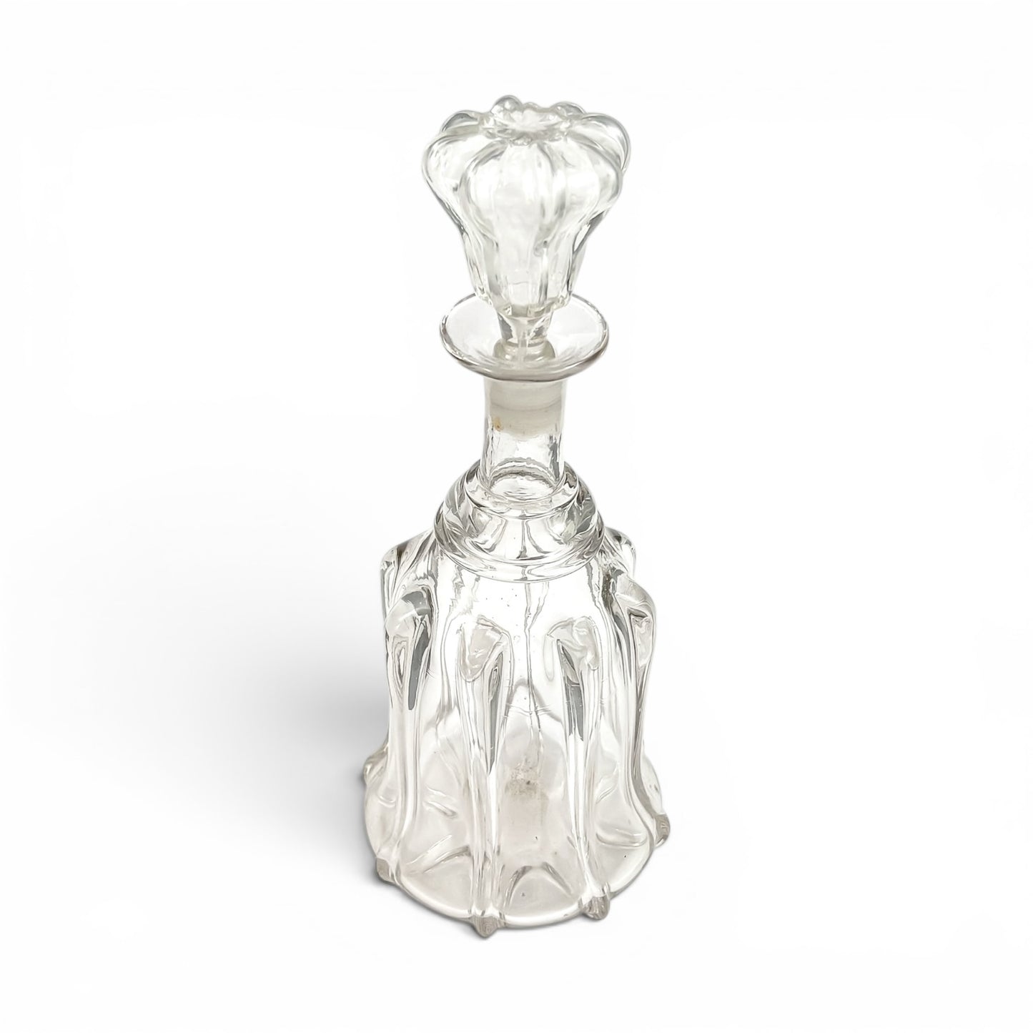 Pair of Victorian pillar-moulded bell decanters with stoppers