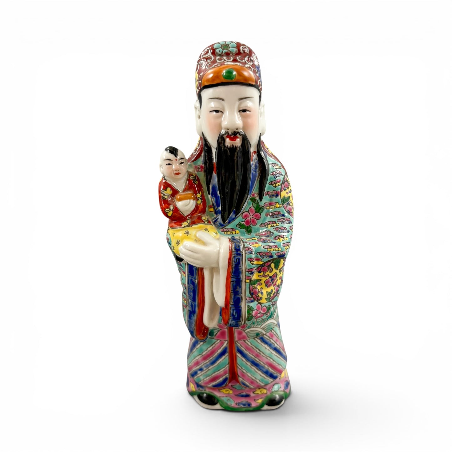 Chinese famille rose porcelain Fu Lu Shou figures, set of three