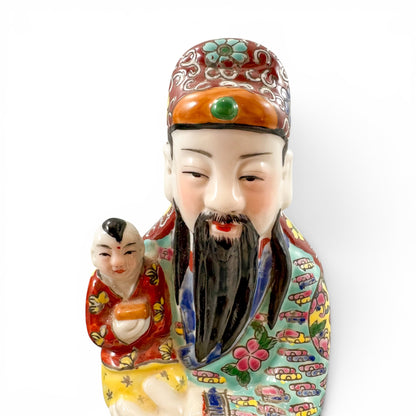 Chinese famille rose porcelain Fu Lu Shou figures, set of three