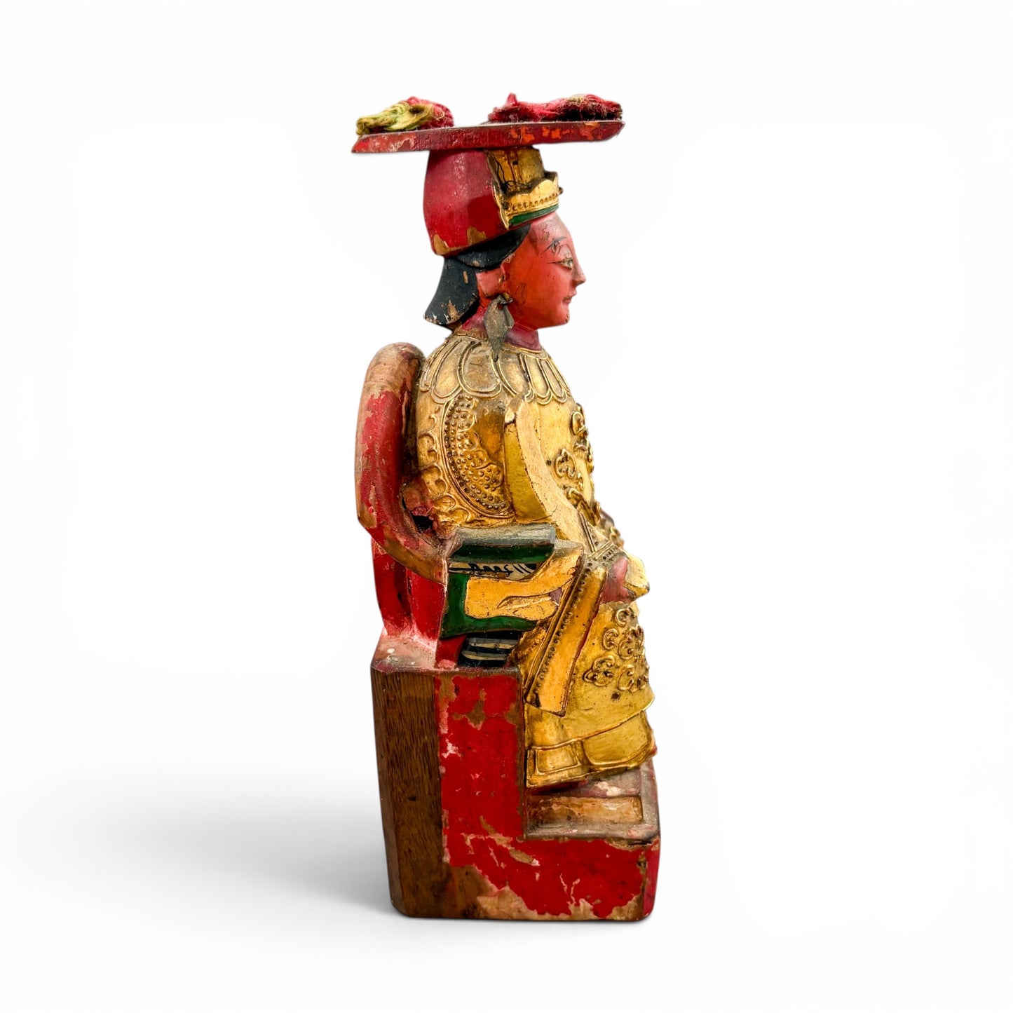 Qing dynasty Chinese giltwood Kitchen God shrine figures