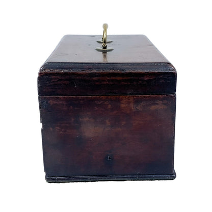 1750’s George II mahogany tea caddy / wooden jewellery box with swan neck handle