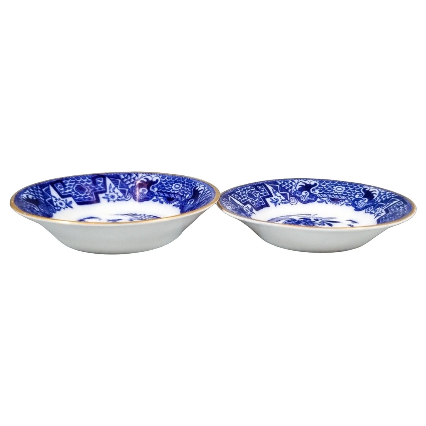 1917 Royal Worcester Chinoiserie Blue Willow porcelain 14 piece coffee service for 6 persons with tazza, cups, saucers and coffeepot
