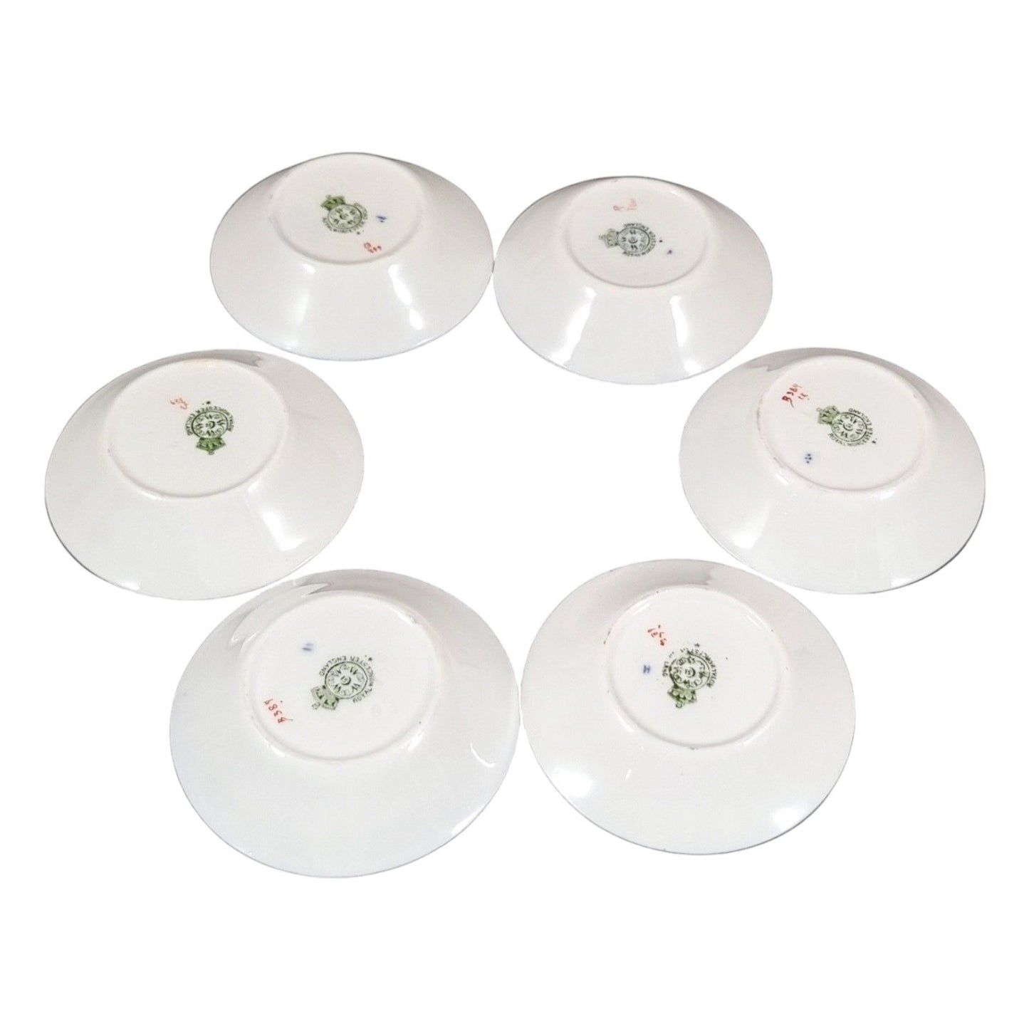 1917 Royal Worcester Chinoiserie Blue Willow porcelain 14 piece coffee service for 6 persons with tazza, cups, saucers and coffeepot