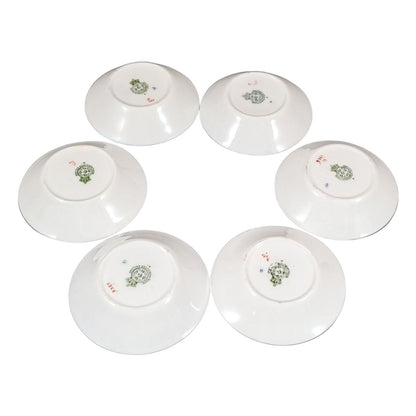 1917 Royal Worcester Chinoiserie Blue Willow porcelain 14 piece coffee service for 6 persons with tazza, cups, saucers and coffeepot