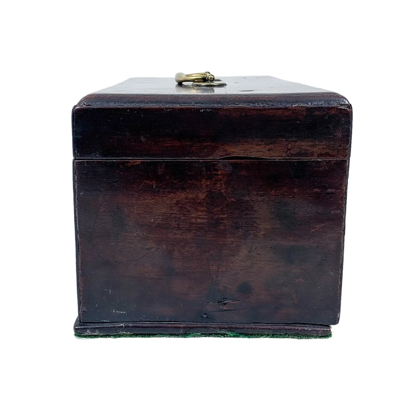 1750’s George II mahogany tea caddy / wooden jewellery box with swan neck handle