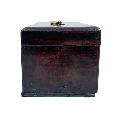 1750’s George II mahogany tea caddy / wooden jewellery box with swan neck handle
