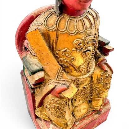 Qing dynasty Chinese giltwood Kitchen God shrine figures