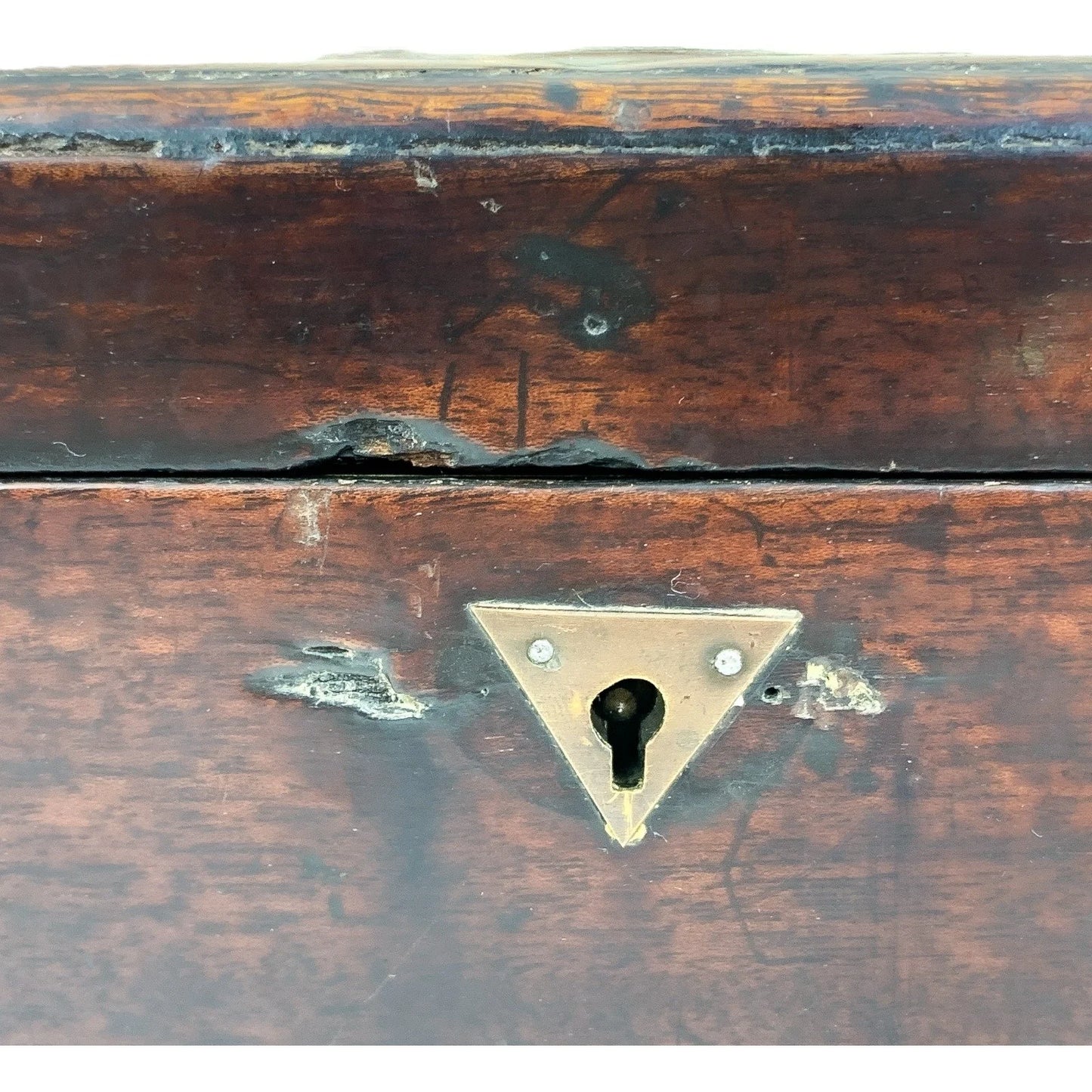 1750’s George II mahogany tea caddy / wooden jewellery box with swan neck handle
