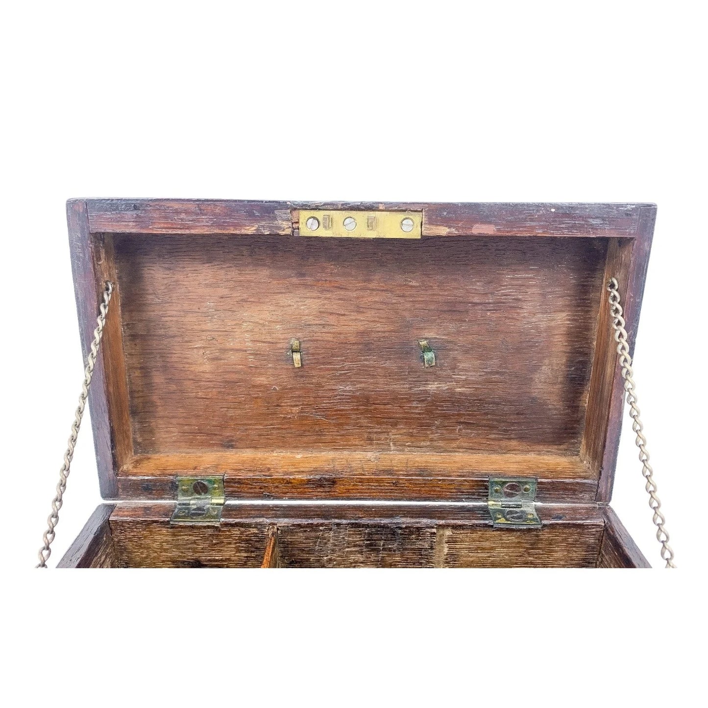 1750’s George II mahogany tea caddy / wooden jewellery box with swan neck handle