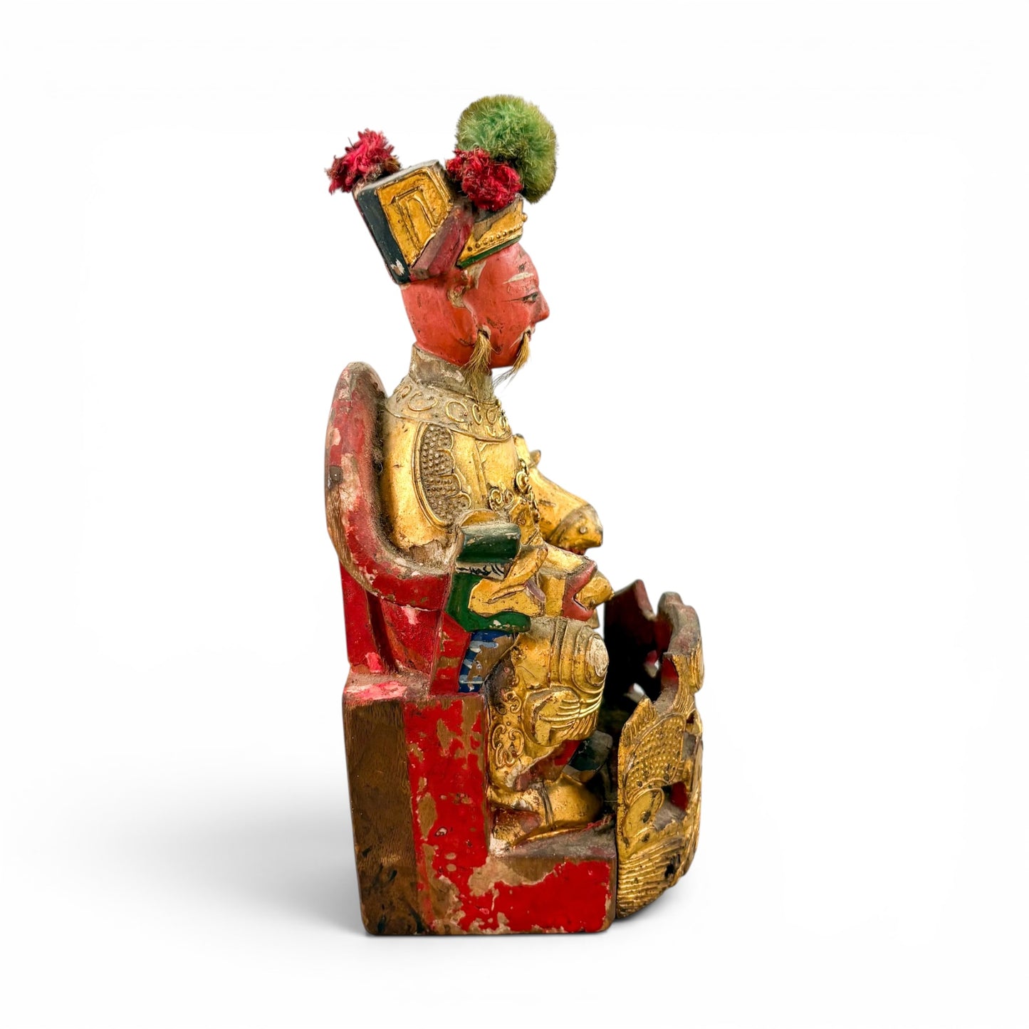 Qing dynasty Chinese giltwood Kitchen God shrine figures