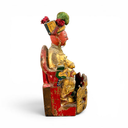 Qing dynasty Chinese giltwood Kitchen God shrine figures