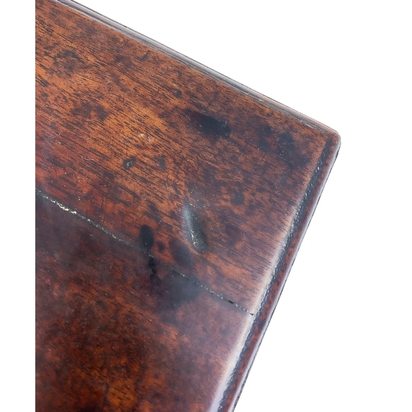 1750’s George II mahogany tea caddy / wooden jewellery box with swan neck handle