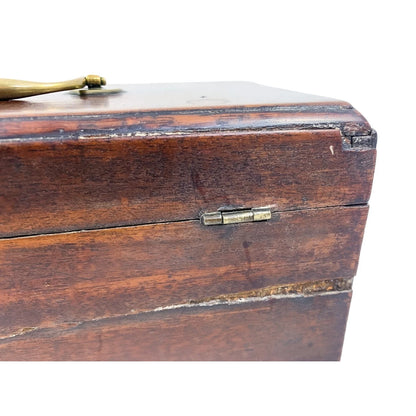 1750’s George II mahogany tea caddy / wooden jewellery box with swan neck handle