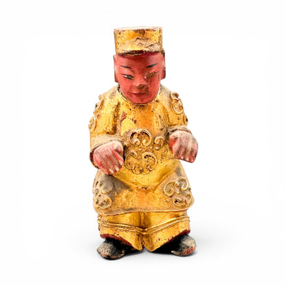 Qing dynasty Chinese giltwood Kitchen God shrine figures