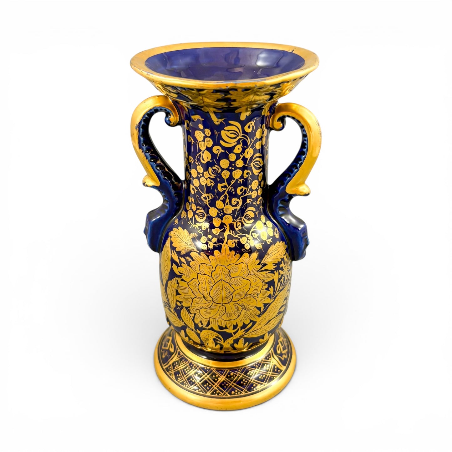 Georgian Mason's Ironstone vase in cobalt blue and gilt