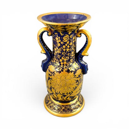 Georgian Mason's Ironstone vase in cobalt blue and gilt