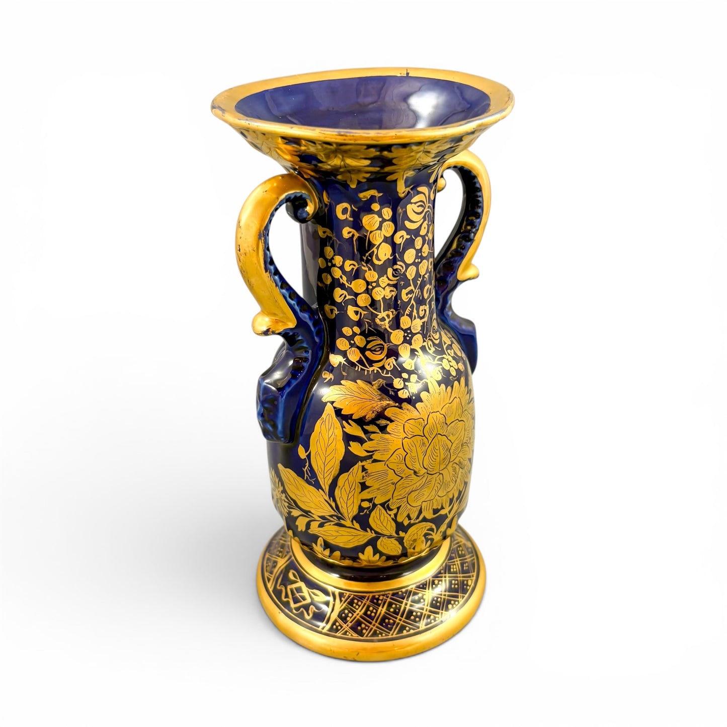 Georgian Mason's Ironstone vase in cobalt blue and gilt