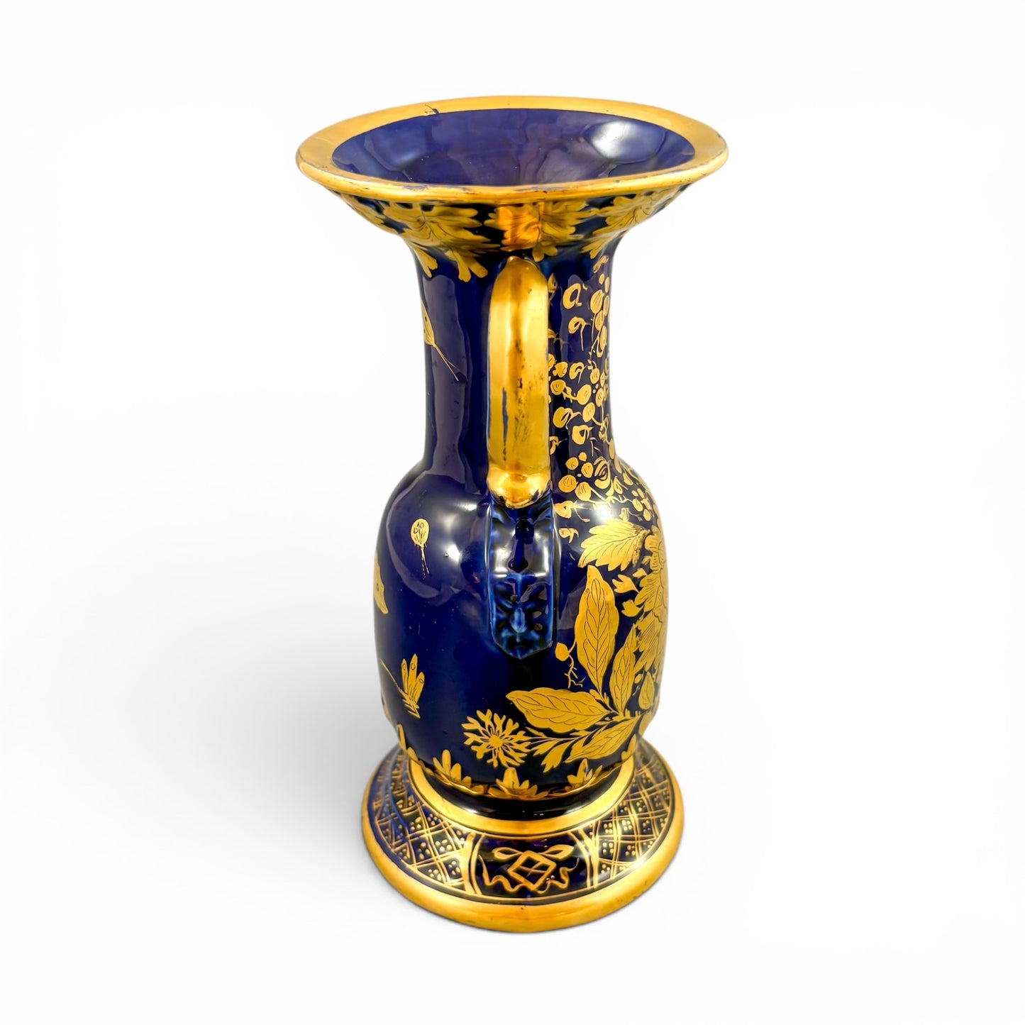 Georgian Mason's Ironstone vase in cobalt blue and gilt