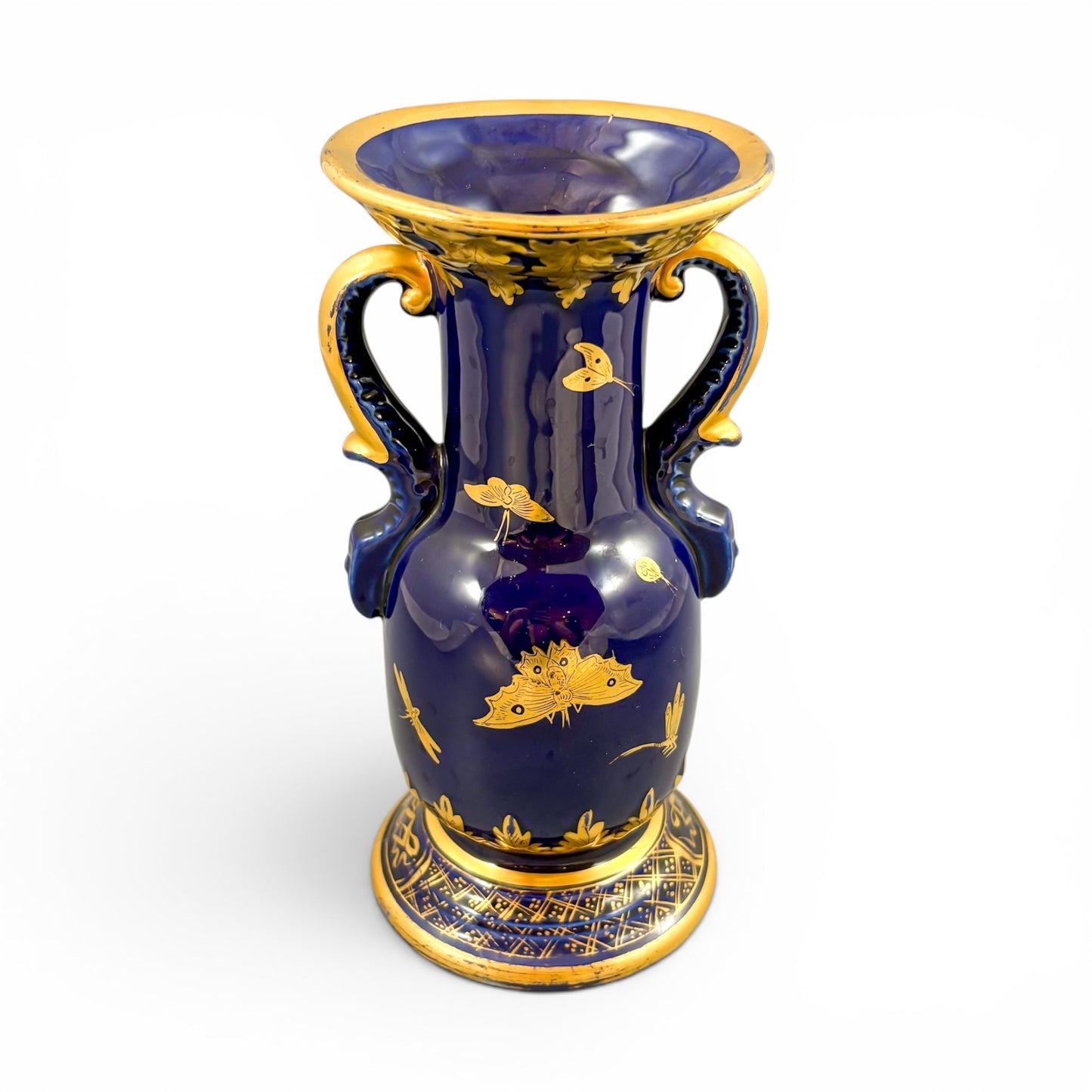 Georgian Mason's Ironstone vase in cobalt blue and gilt