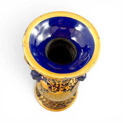 Georgian Mason's Ironstone vase in cobalt blue and gilt