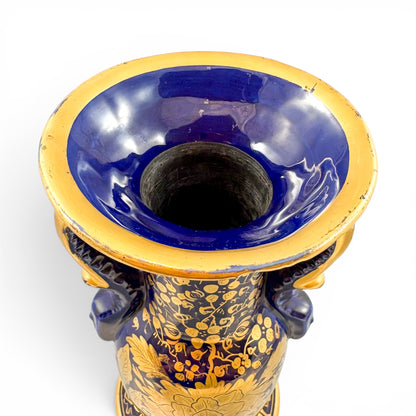 Georgian Mason's Ironstone vase in cobalt blue and gilt