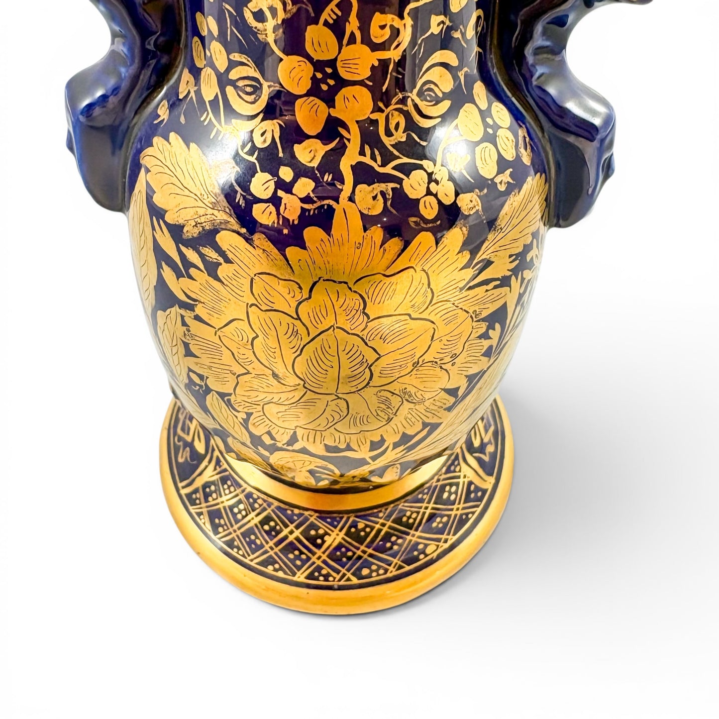Georgian Mason's Ironstone vase in cobalt blue and gilt