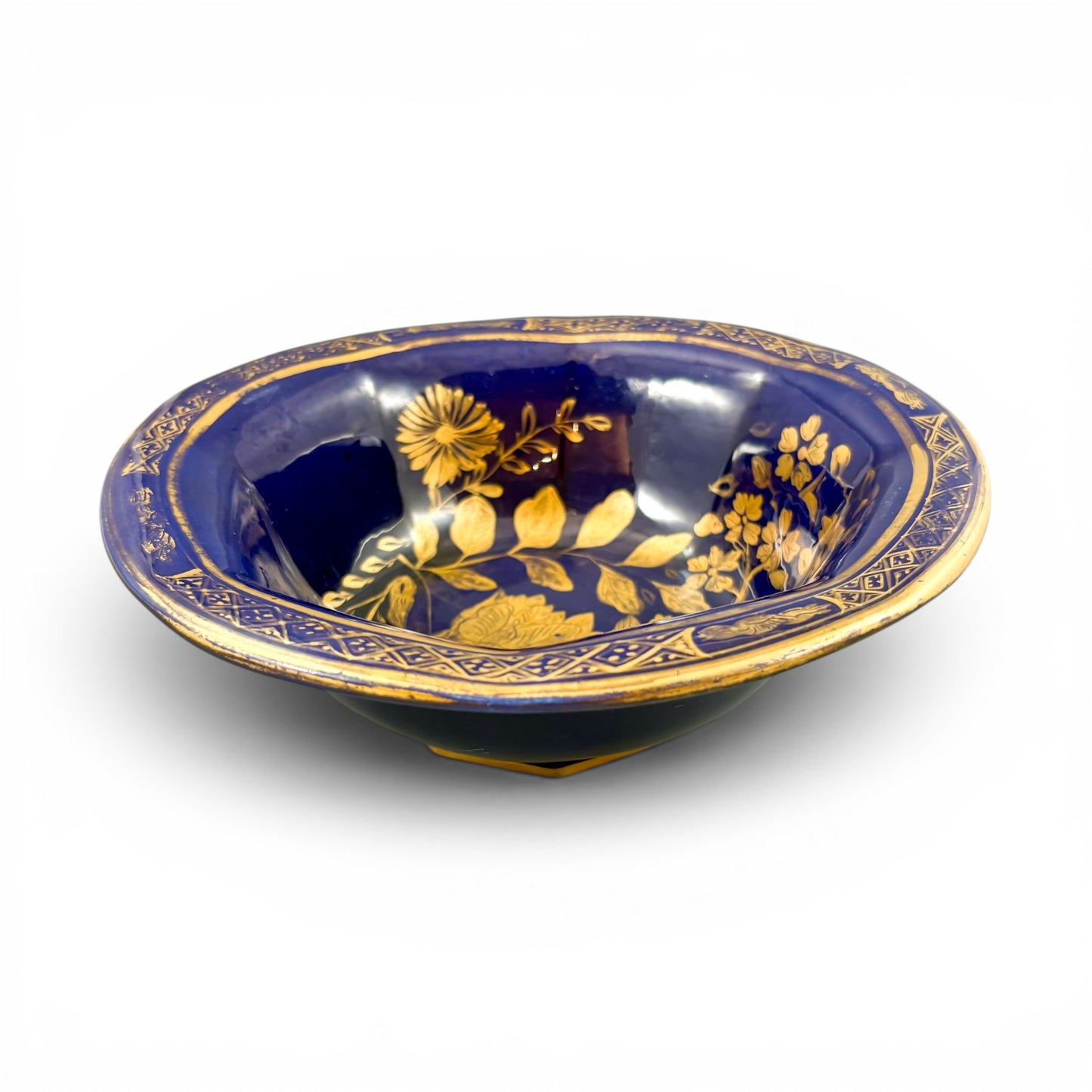 Mason's Ironstone bowl, cobalt blue with gilt florals