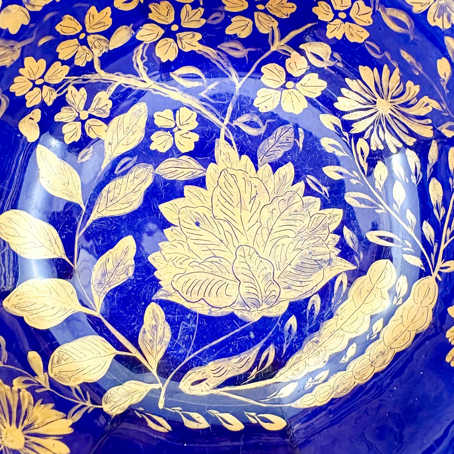 Mason's Ironstone bowl, cobalt blue with gilt florals