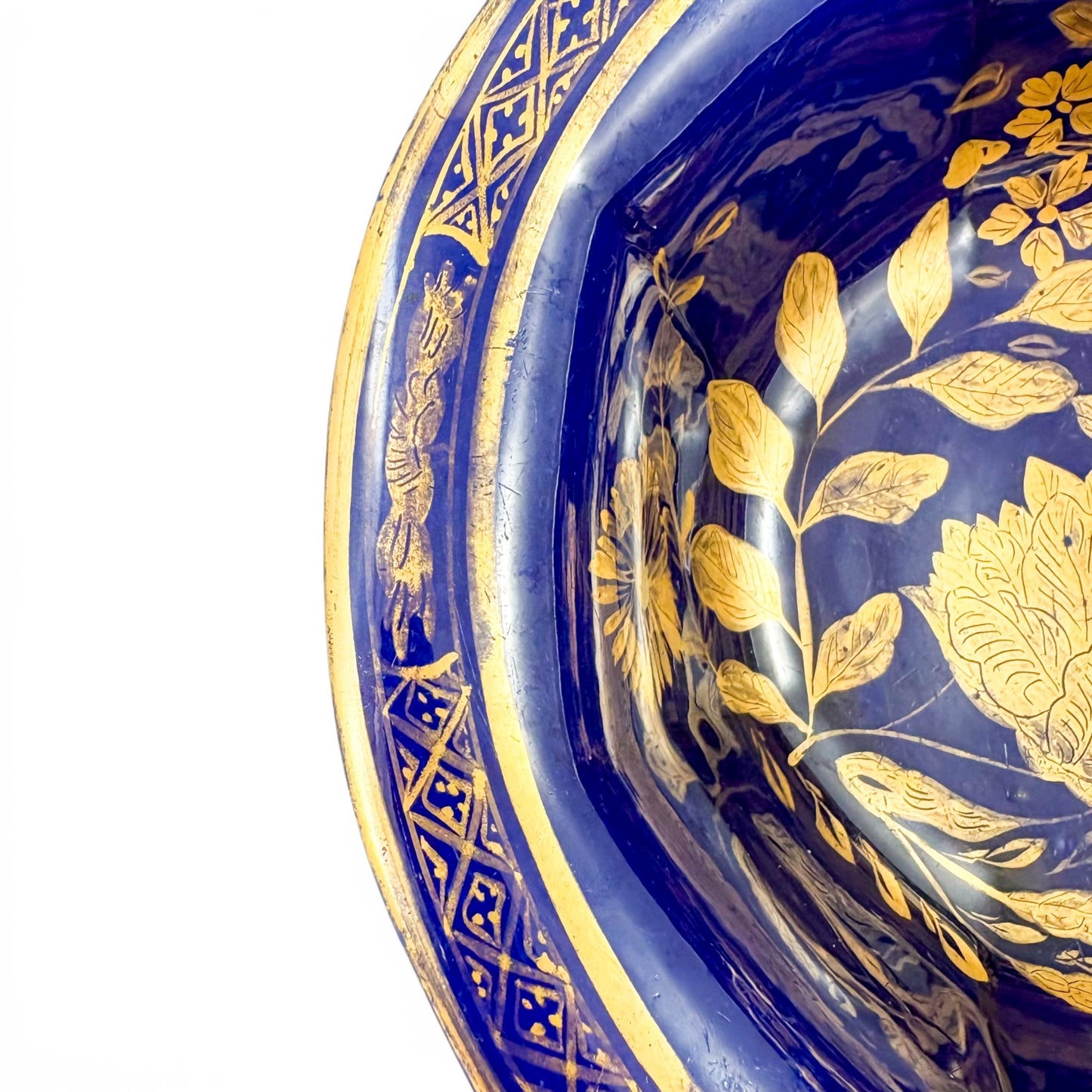 Mason's Ironstone bowl, cobalt blue with gilt florals