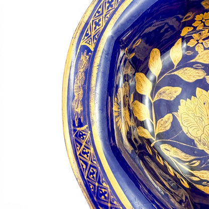 Mason's Ironstone bowl, cobalt blue with gilt florals