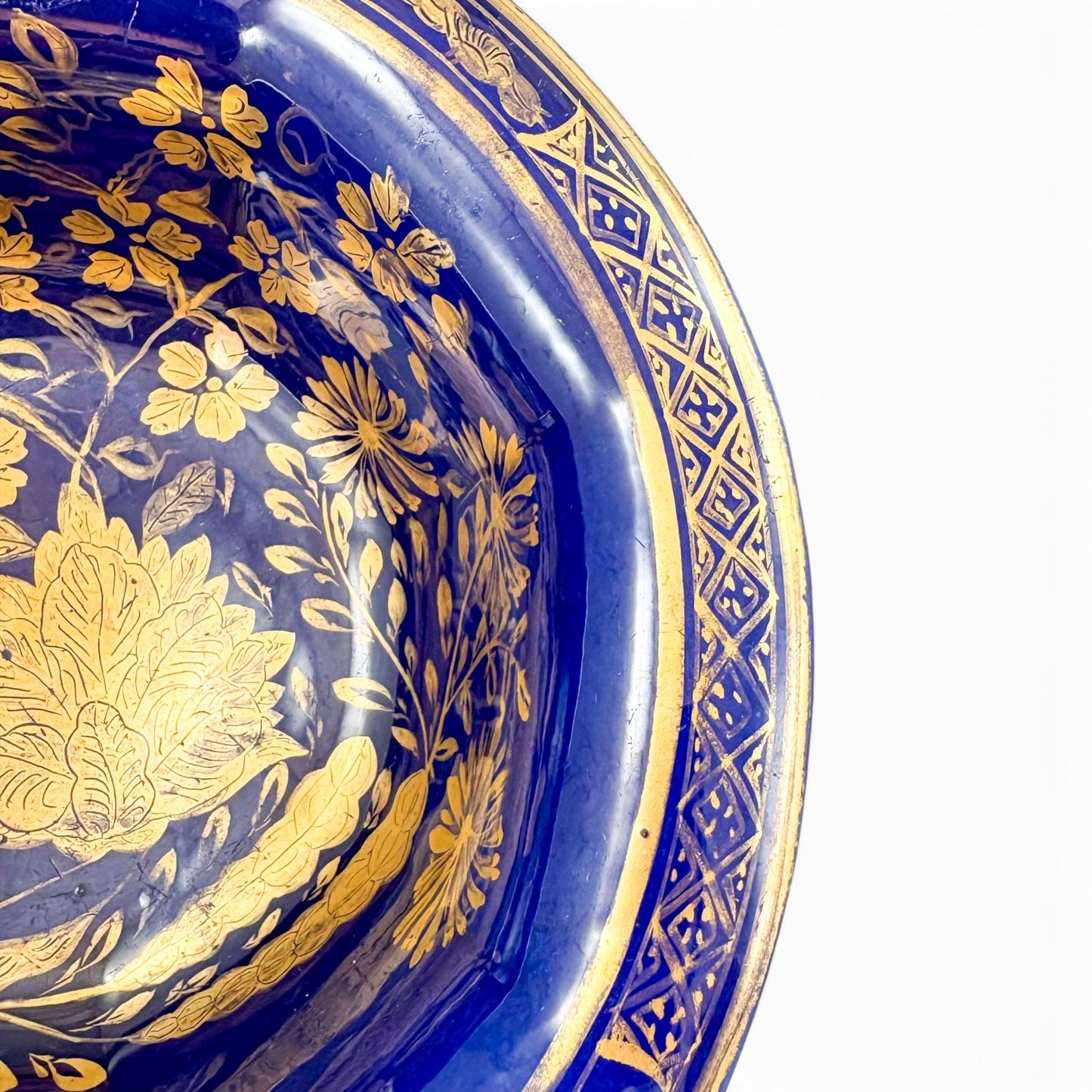Mason's Ironstone bowl, cobalt blue with gilt florals