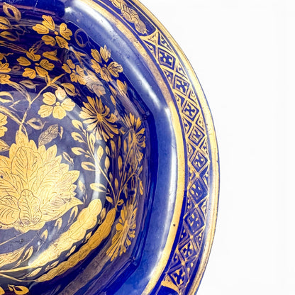 Mason's Ironstone bowl, cobalt blue with gilt florals