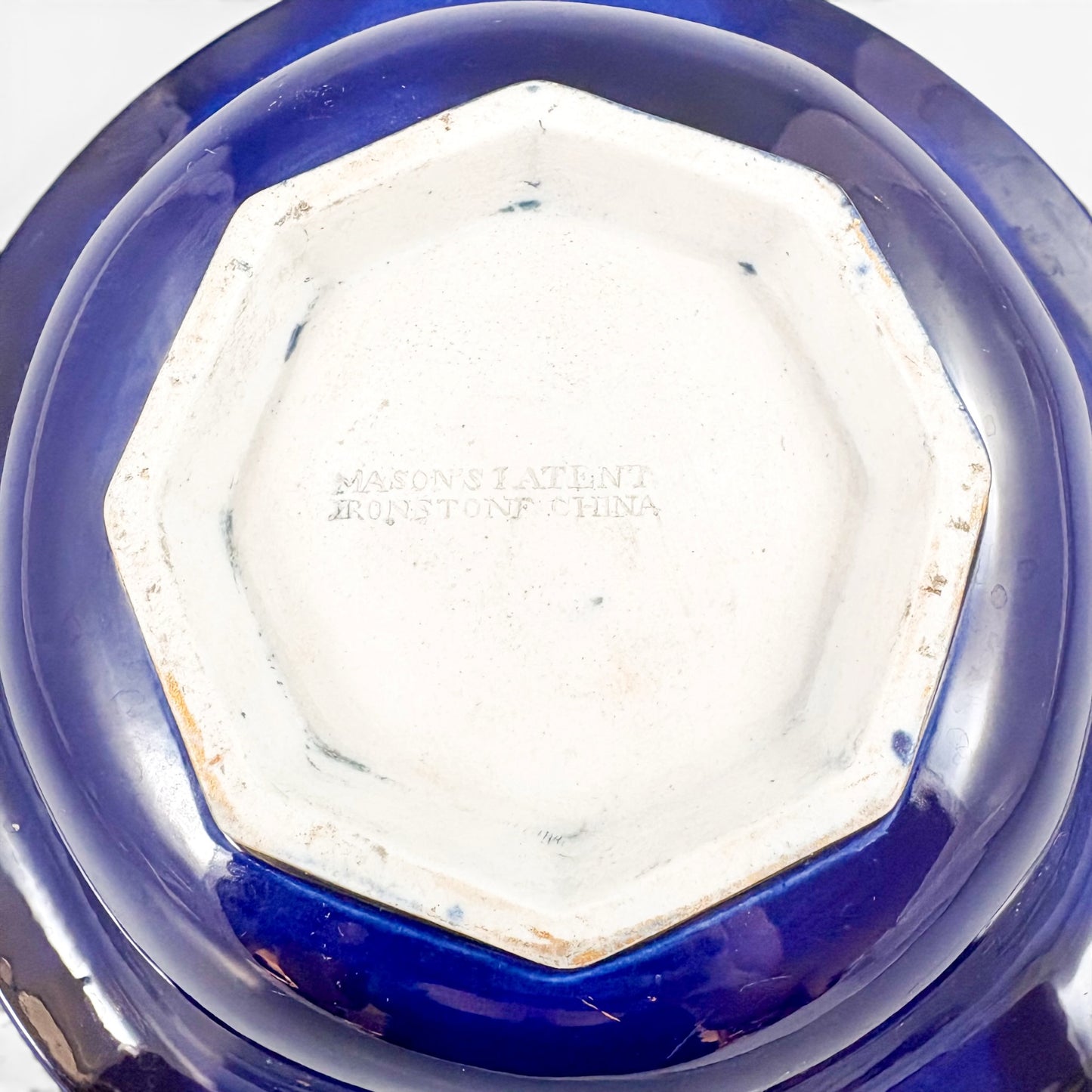 Mason's Ironstone bowl, cobalt blue with gilt florals