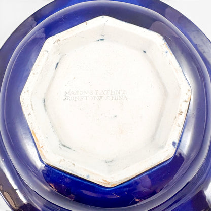 Mason's Ironstone bowl, cobalt blue with gilt florals