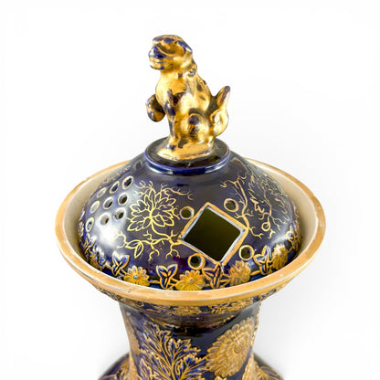 Mason's Ironstone monumental urn, cobalt blue and gilt