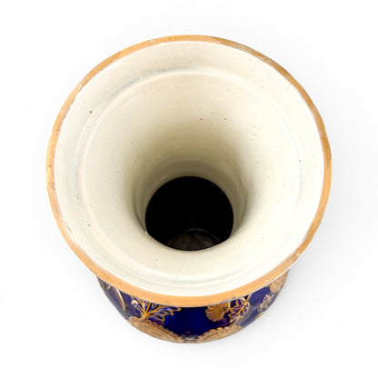 Mason's Ironstone monumental urn, cobalt blue and gilt