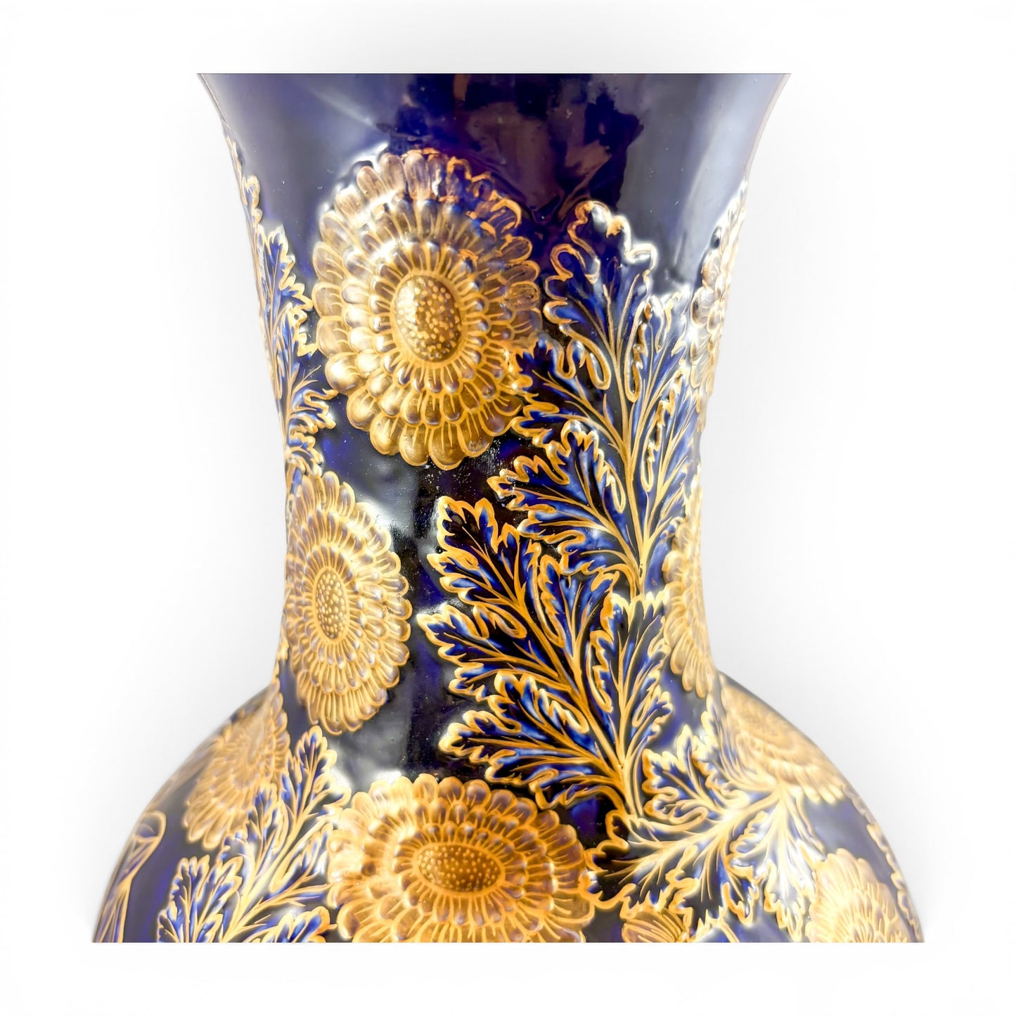 Mason's Ironstone monumental urn, cobalt blue and gilt