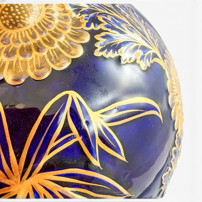 Mason's Ironstone monumental urn, cobalt blue and gilt