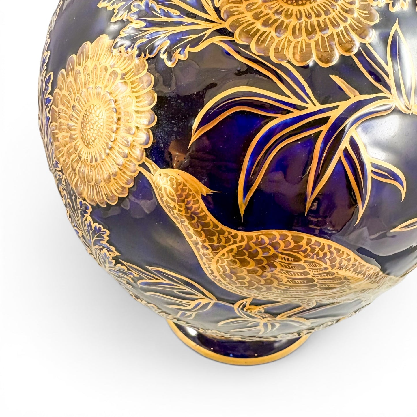 Mason's Ironstone monumental urn, cobalt blue and gilt