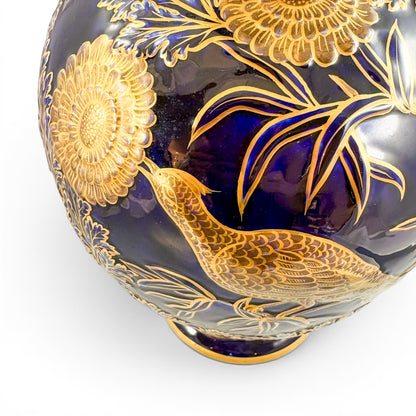 Mason's Ironstone monumental urn, cobalt blue and gilt