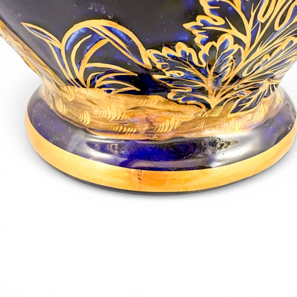 Mason's Ironstone monumental urn, cobalt blue and gilt