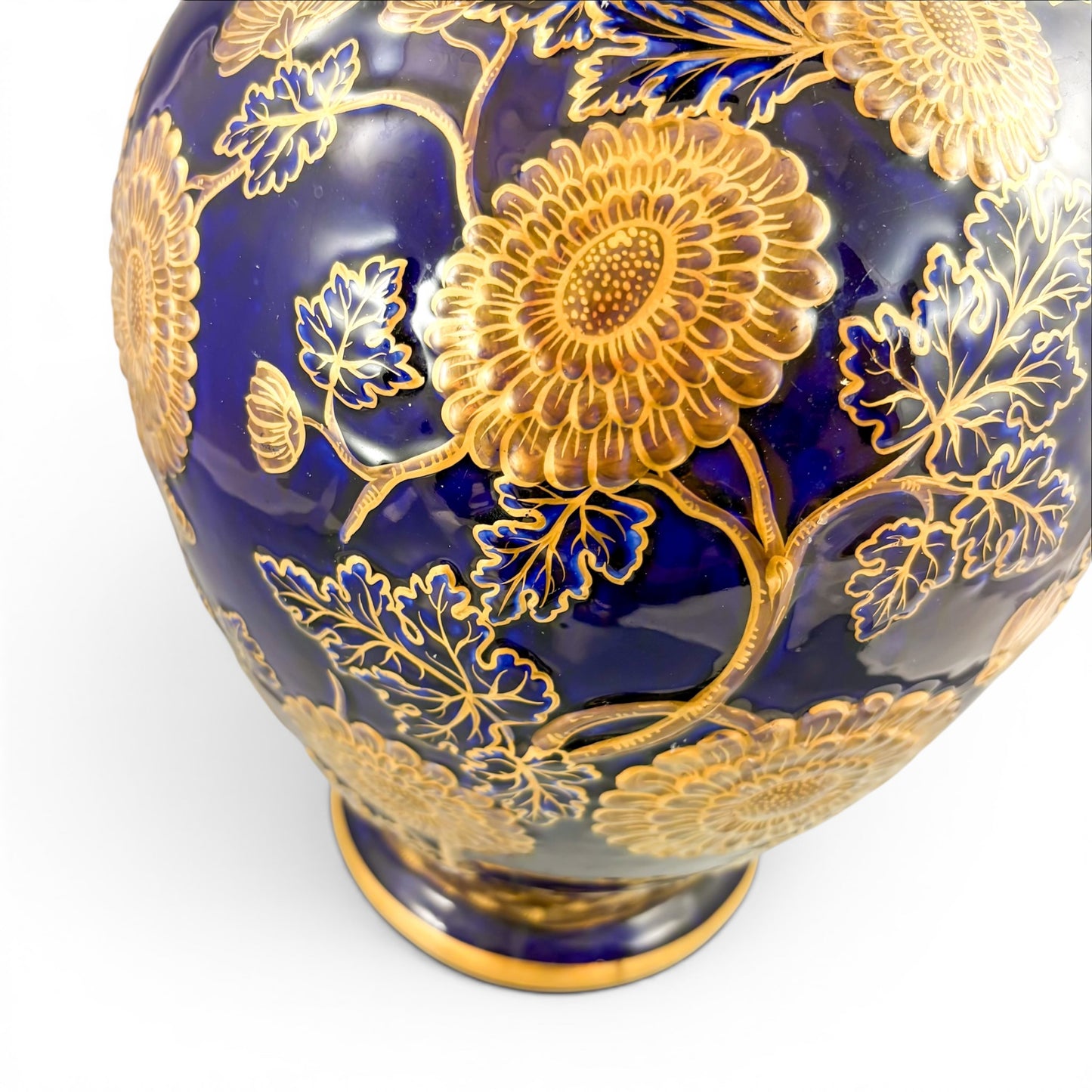 Mason's Ironstone monumental urn, cobalt blue and gilt