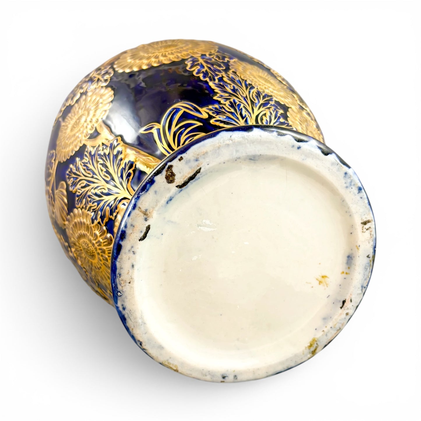 Mason's Ironstone monumental urn, cobalt blue and gilt