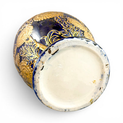 Mason's Ironstone monumental urn, cobalt blue and gilt