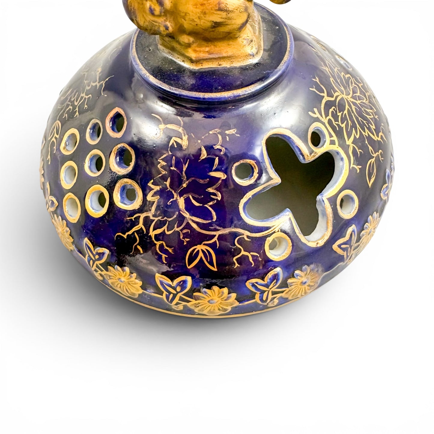 Mason's Ironstone monumental urn, cobalt blue and gilt