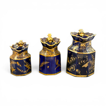 Mason's Ironstone jugs, Georgian, cobalt blue and gilt