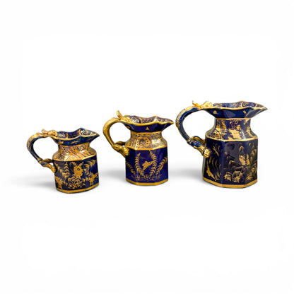 Mason's Ironstone jugs, Georgian, cobalt blue and gilt